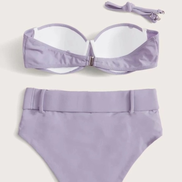 NEW PURPLE SWIM SUIT WITH CRYSTAL BELT SIZE MEDIUM - Picture 2 of 7